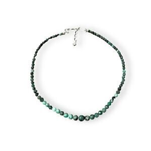 Jay King Graduated Malachite Bead Necklace Sterling Fluted Hook Close 20"‎